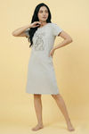 Zivame Turtle Print Knit Cotton Mid Length Nightdress - Ultimate Gray — thumbnail 5